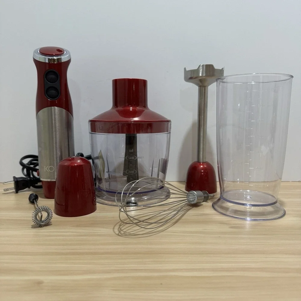 KOIOS 800W 4-in-1 Multifunctional Hand Immersion Blender 12 Speed Red HB-2046 - Picture 1 of 11